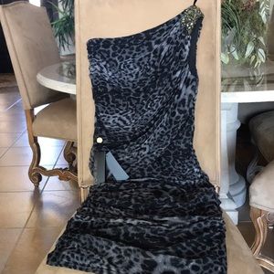 TADASHI SHOJI Leopard Print One Shoulder Dress